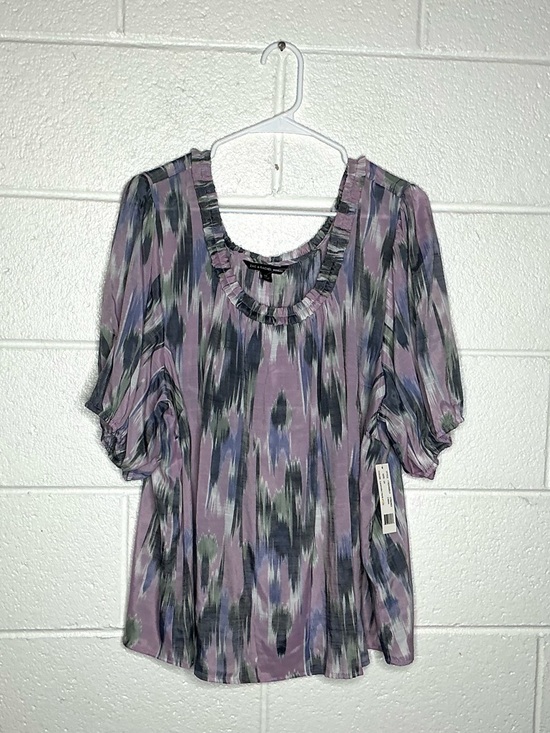 Zac & Rachel Tops - < NWT Zac & Rachel Purple/Grey Watercolor Pattern Blouse Plus Size >